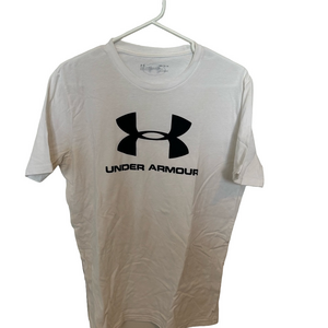 Under Armour White Tee Black Logo Short Sleeve